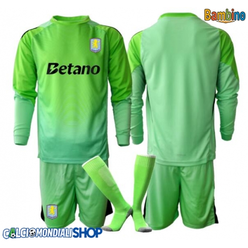 Maglie da calcio Aston Villa Portiere Seconda Maglia Bambino 2025-26 Manica Lunga + Pantaloni corti)